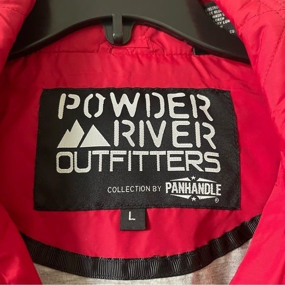 Powder River Trench Coat Hoodie Jacket Women L Belted Zip Up Windbreaker Red - Picture 13 of 17